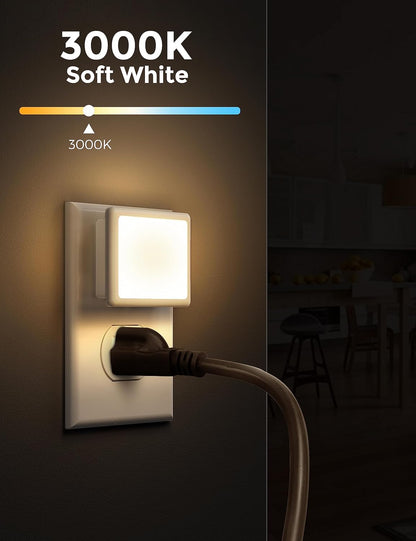 L LOHAS LED Night Lights Plug into Wall,[6-Pack] Plug in Night Light,Dusk to Dawn Sensor, 1800K Amber Light,0.3W Bright Nightlight Auto-On/Off for Adults Bedroom Bathroom Hallway Halloween