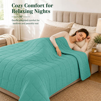L'AGRATY Weighted Lap Pad 7lb: Small Weighted Blanket for Adults - Cooling Portable Travel Blanket for Relaxation Sleeping - Washable All-Season (29" x 24")