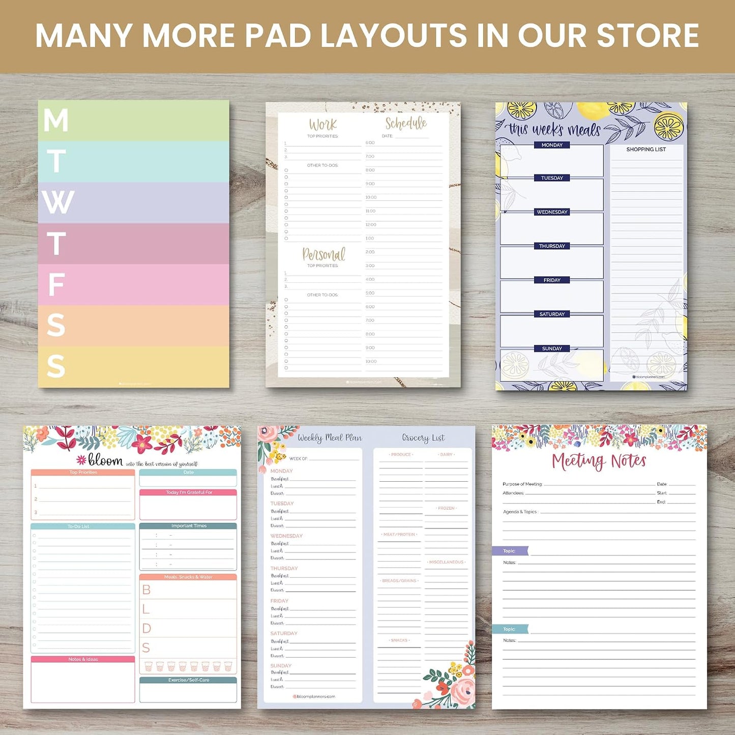 bloom daily planners Timed Work & Personal To Do List Planning Pad - ADHD Friendly Undated Tear-Off Hourly Checklist Notepad Appointment Organizer - 6" x 9" - Brushed Beige