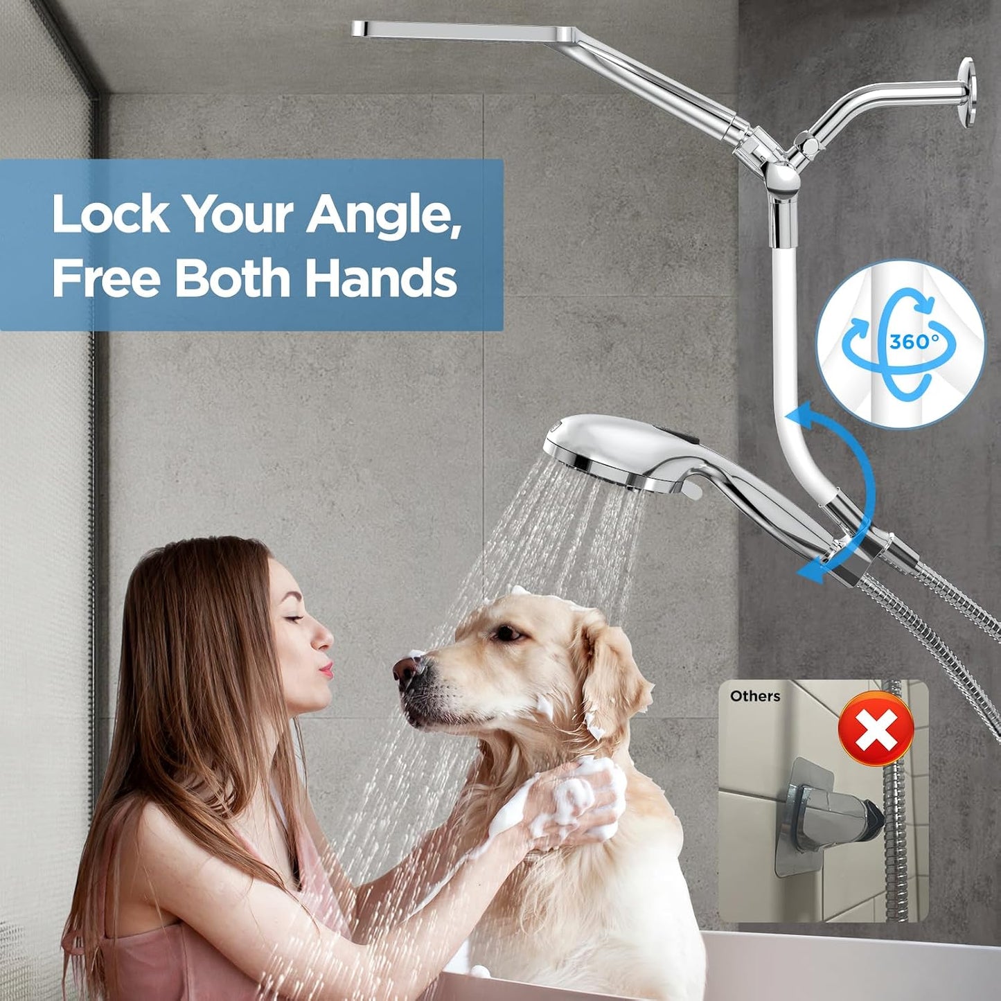 MakeFit Dual Filtered Rain Shower Head Combo, High Pressure Handheld Shower Head with Adjustable Bar - Rainfall Shower Head And Showerhead with Filter for Hard Water - Removes Chlorine