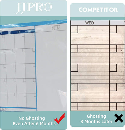 Dry Erase Wall Calendar - 38x26 Inches - Blank Undated Yearly Calendar - Whiteboard Premium Laminated Planner - Reusable Laminated Office Jumbo 12-Month Calendar (Vertical)