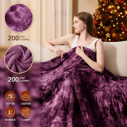 Homemate Heated Blanket Electric Throw - 50"x60" Heating Blanket Throw 1/2/4/6/8 Hours Auto-Off 10 Heat Levels Over-Heat Protection Luxury Faux Fur Sherpa ETL Certification