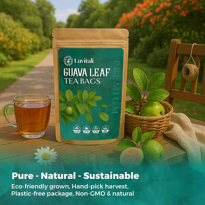 Lavitali, Guava Leaves Tea | 120 tea bags, 100% Pure Herbal Tea | Caffeine-Free, No Sugar, Eco-Friendly Filter Bags | Daily Natural Botanical, Hot or Iced Herbal Infusion