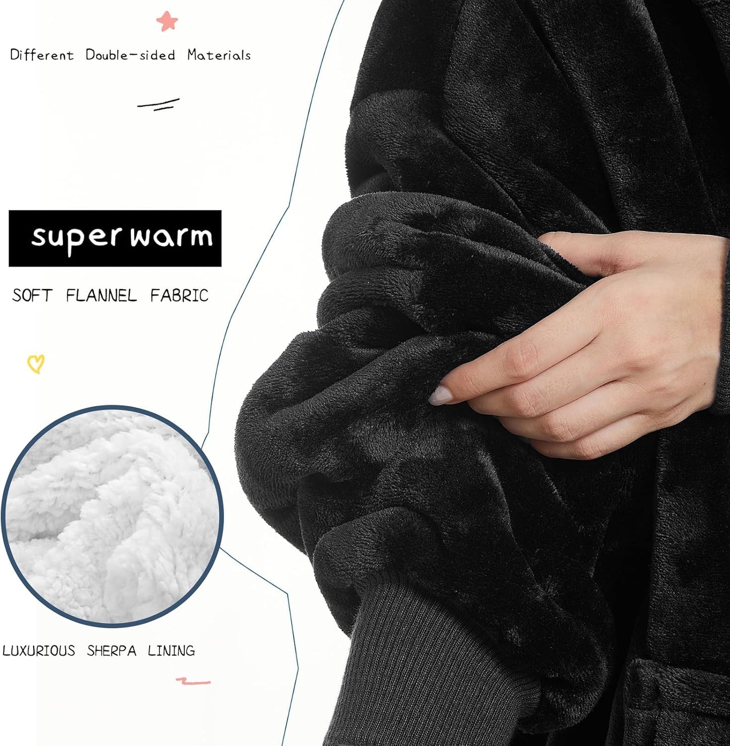 Aemilas Wearable Blanket Hoodie - Warm Sherpa Blanket Sweatshirt as Gifts for Adult Women Mom Men, One Size Fits All