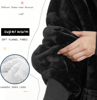 Aemilas Wearable Blanket Hoodie - Warm Sherpa Blanket Sweatshirt as Gifts for Adult Women Mom Men, One Size Fits All