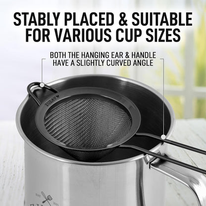 Zulay Kitchen 304 Stainless Steel Fine Mesh Strainer 3.35 in - Strainers Fine Mesh, Tea Strainers for Loose Tea - Perfect for Tea, Cocktails, Juicing, Drinks, Liquids, Matcha, Coffee & More