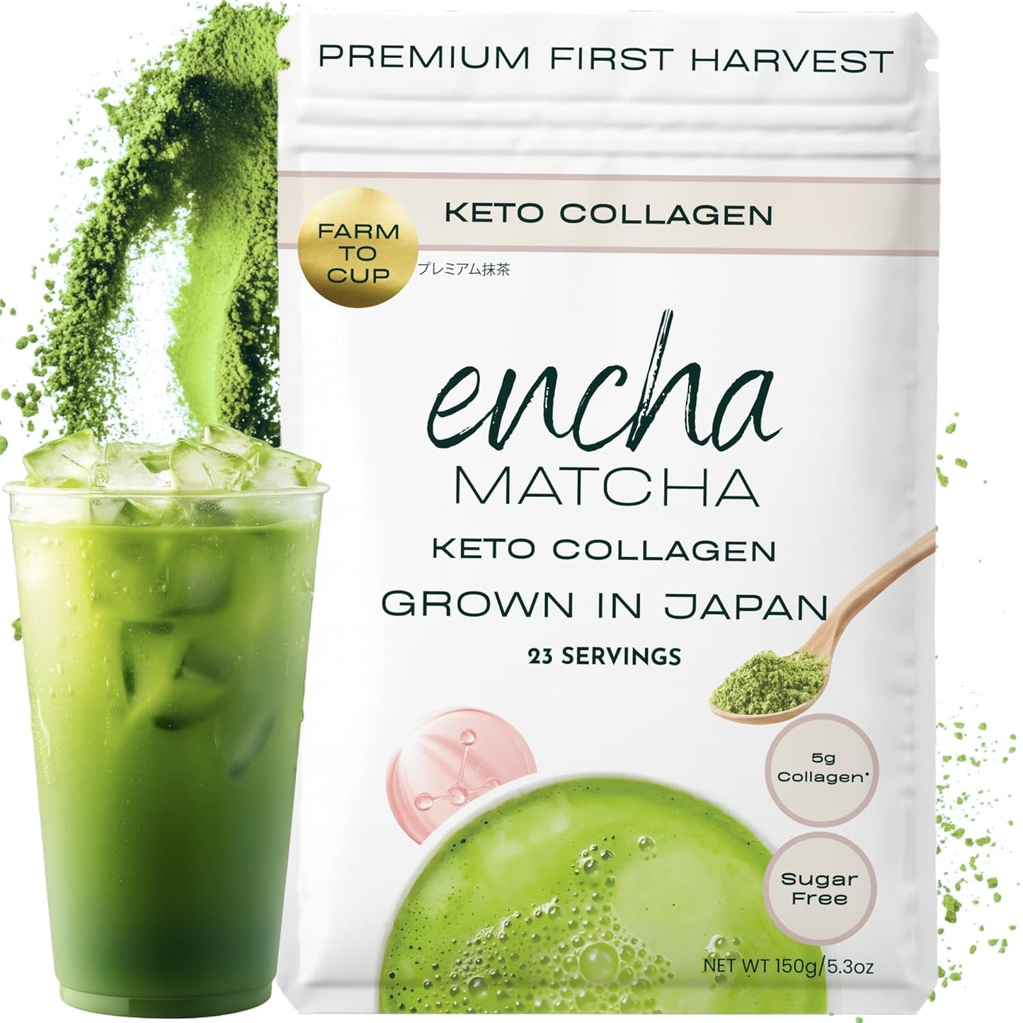 Encha Matcha - Ceremonial Grade Matcha Powder, Organic First Harvest Japanese Green Tea Powder, Tea From Uji, Japan (30g/1.06oz)