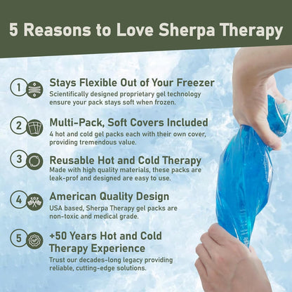 4PK Flexible Gel Ice Packs for Injuries Reusable - Gel Ice Pack Cold Compress for Knee, Back, Neck, Wrist, Hand, Elbow, Ankle Pain Relief - 9.5" x 4.5"