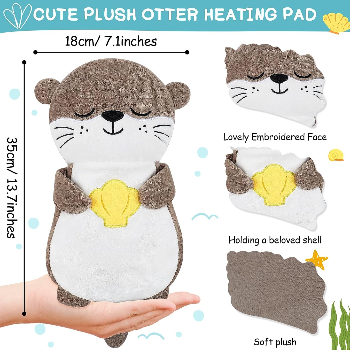 Microwave Heating Pad for Period Cramps,Otter Microwavable Heating Pad for Shoulder Neck Back Knee Pain Relief with Lavender Scented,Cute Otter Plush Toys Heat Pack for Women Kids Birthday