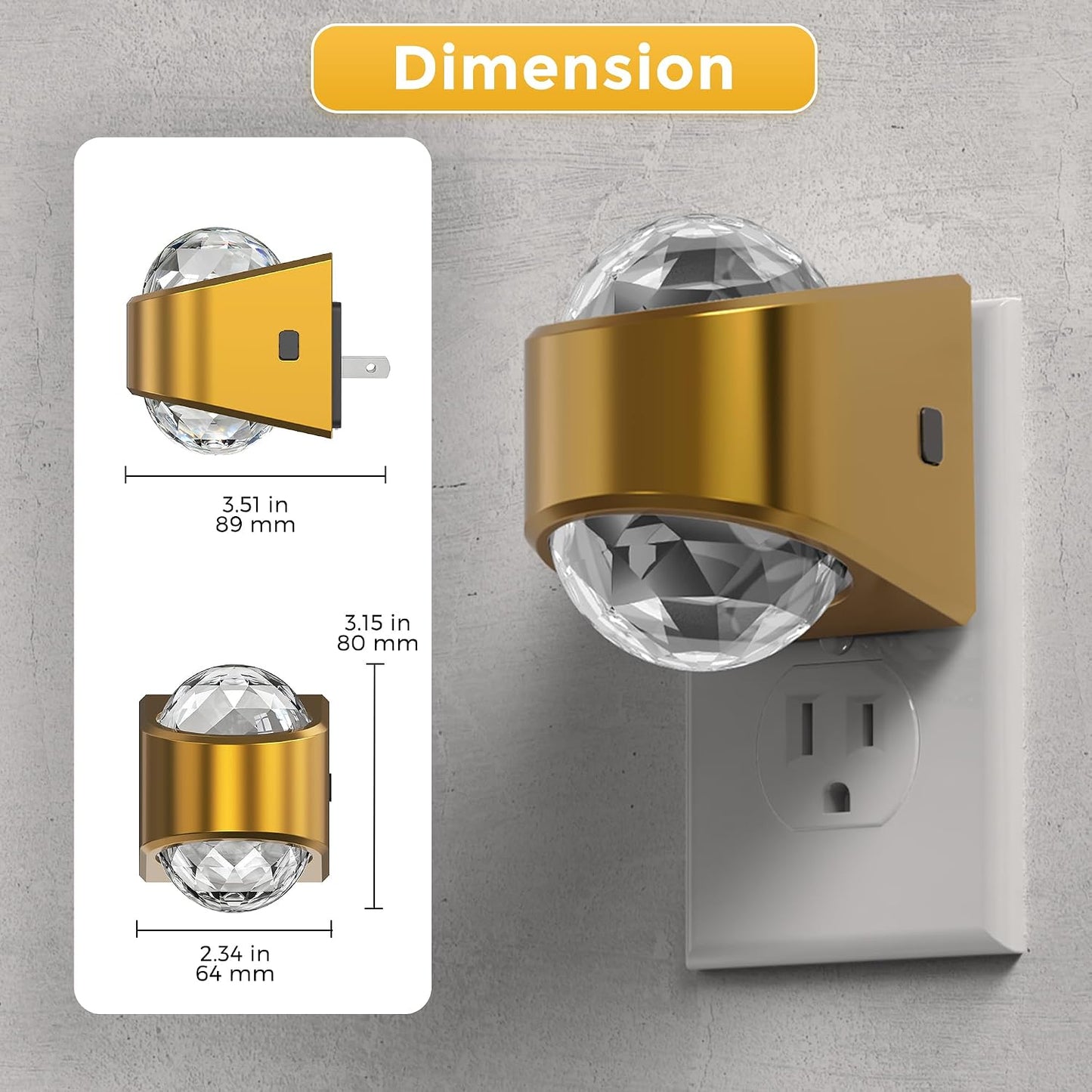 L LOHAS LED Night Light,Projector Night Light with Dusk to Dawn Sensor,3000K Soft White, Brightness Adjustable,Plug in Nightlight for Bathroom,Bedroom,Hallway,Party,Home Decor