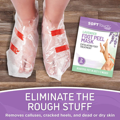 Dermora Soft Touch Foot Peel Mask - Pack of 2 Feet Peeling Masks for Dry, Cracked Heels & Calluses - Exfoliating Foot Mask Peel for Baby Soft Skin (Original)