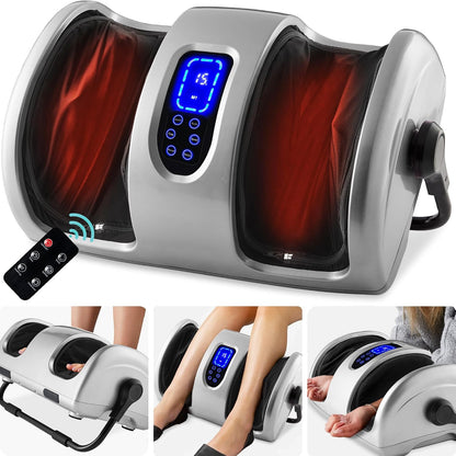 Best Choice Products Shiatsu Foot Massager with Heat for Plantar Fasciitis & Neuropathy, Kneading Foot & Calf Massager with Remote, 360° Adjustable Handle, Rolling & Compression Massage - Satin Black