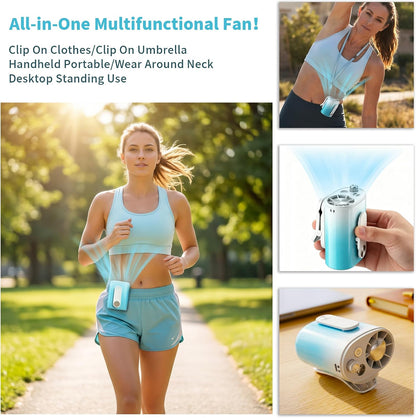 Portable Waist Fan, Clip on Neck Fan 5200mAh Rechargeable Hands-Free