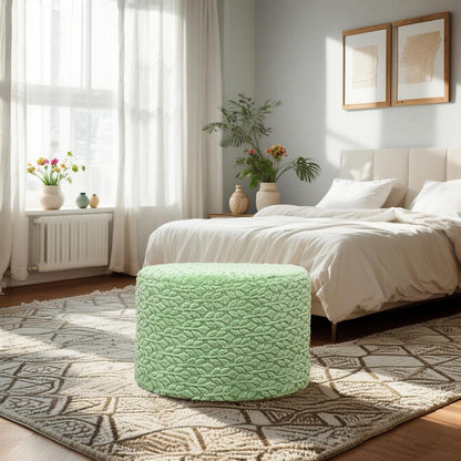Round Pouf Ottoman 20 x 20 x 14 Inches Boho Poof Home Decor Floor Pouffe Ottoman Foot Rest for Couch Sofa Bean Bag Chairs Living Room Bedroom (Green)