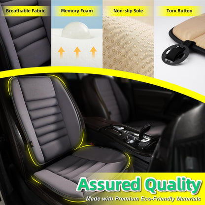 kingphenix Car Seat Cushion with Back Support Pillow: Enhanced Comfort Memory Foam Design for Pain Relief, Ideal for Drivers and Office Use - Ergonomic Lumbar Comfort for Long Sitting - Black
