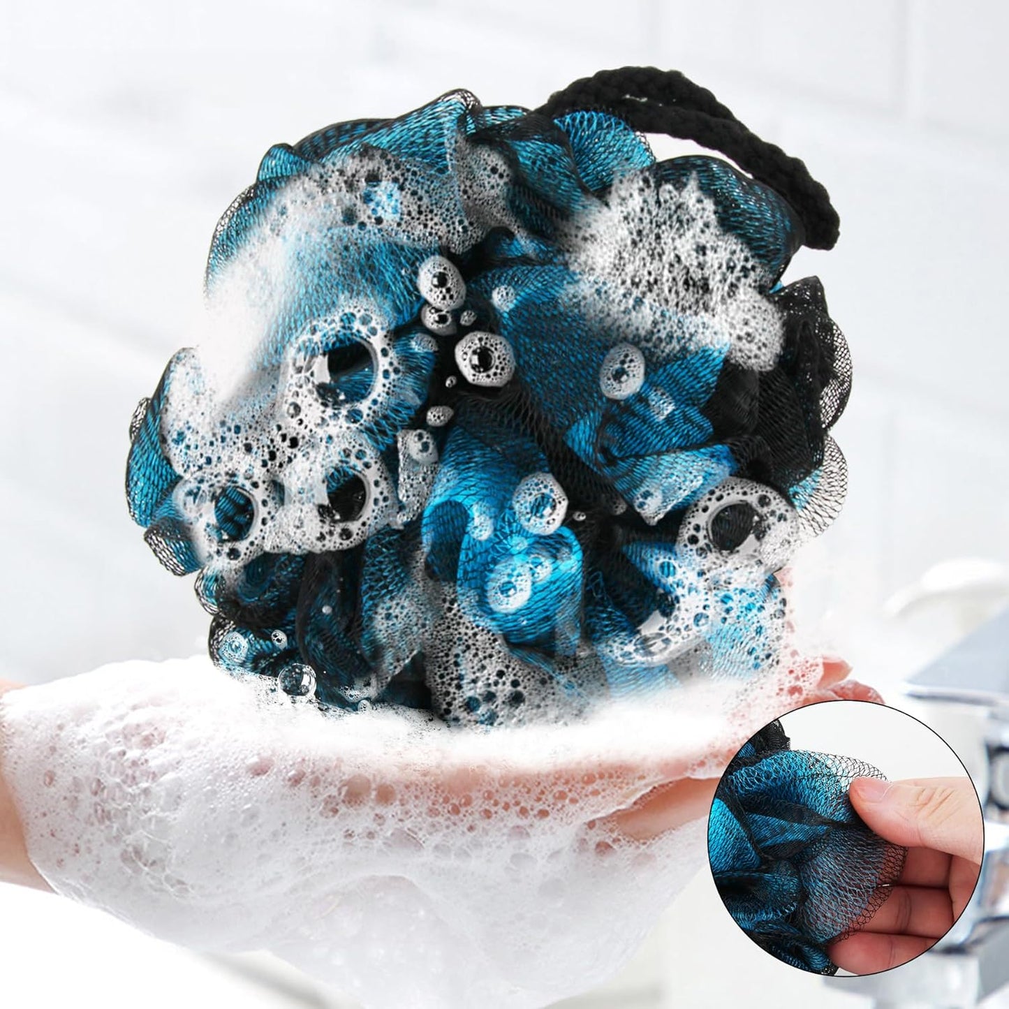 Chuya Bath Sponges Loofahs 70 Grams Large Size,4 Pack Shower Sponge Exfoliating Cleaning Bath Loofa Body Scrubber Balls for Women Men Children Washing