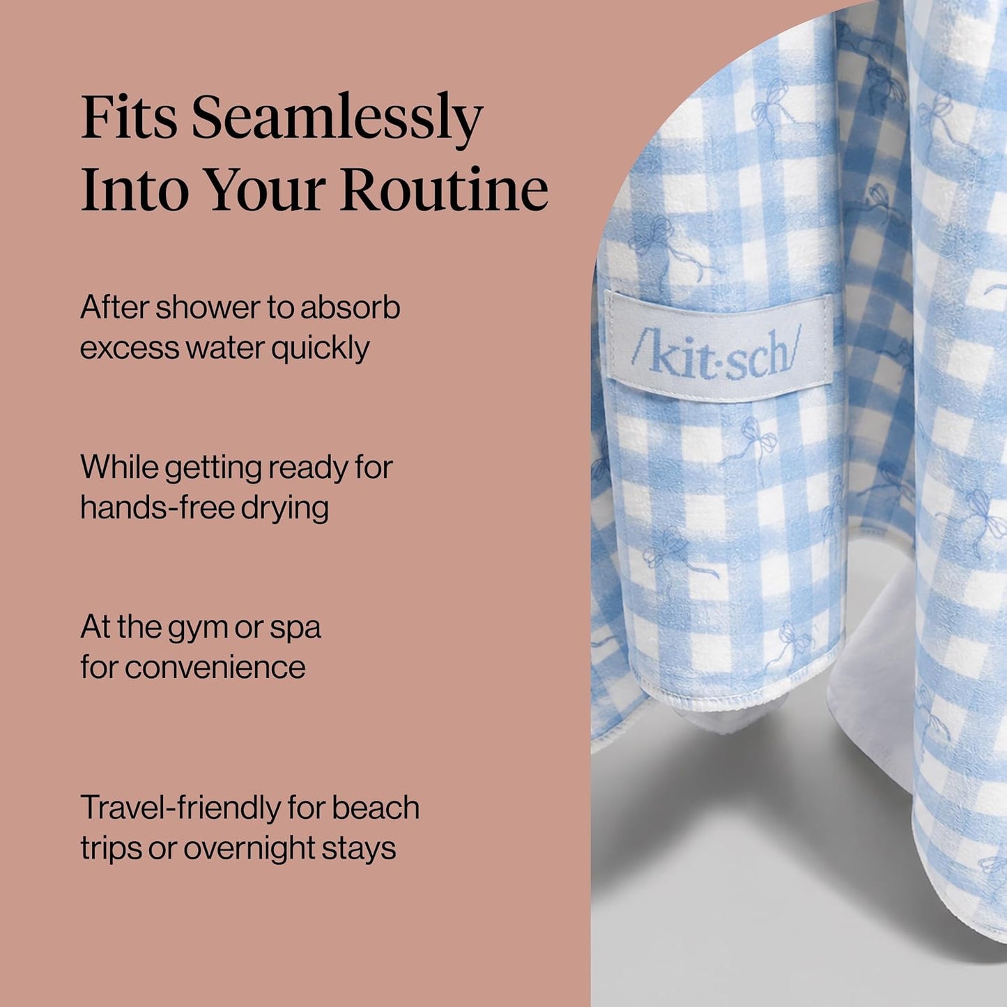 Kitsch Plush Microfiber Hair Towel Wrap for Women – Ultra Absorbent Microfiber Bath Towels for Wet, Curly, Long or Short Hair – Anti-Frizz Hair Wrap, Great Hair Care Gifts for Women