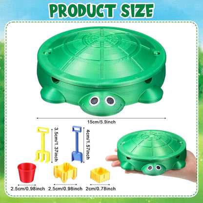 Mini Desktop Turtle Sandbox Zen Garden for Desk 6 x 6 in 3D Printed Fidget Stress Relief Toy with Lid and 5 Mini Beach Tools for Home Office Coworker