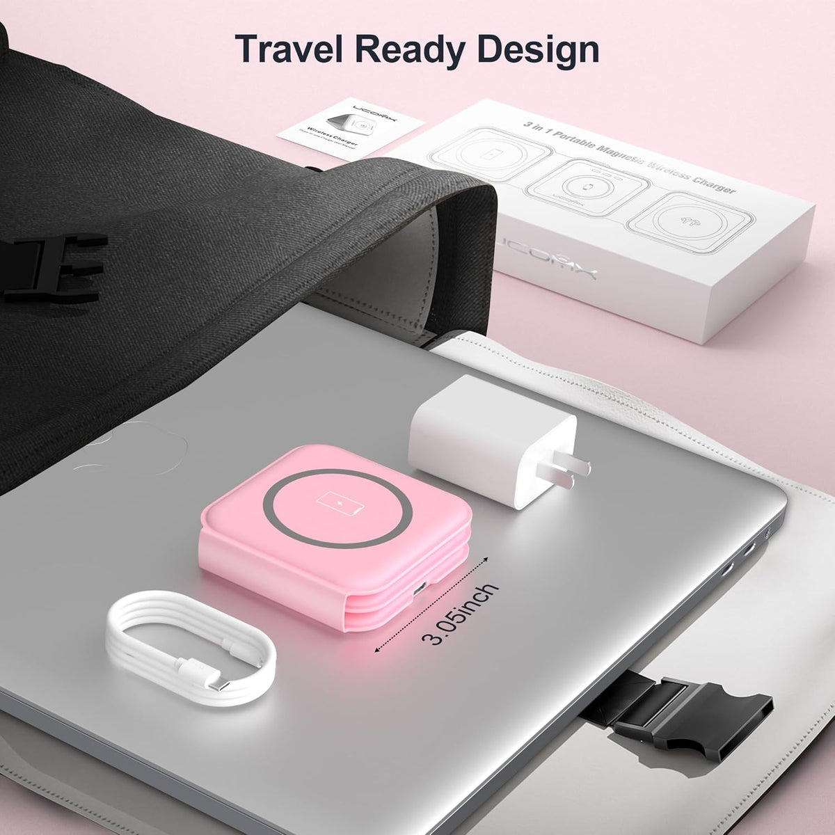 3 in 1 Charging Station for Multple Devices,Foldable 3 in 1 Wireless Charger for Travel,NANO Wireless Charging Station for iPhone17 16 15 14 13 12 Pro Max/Watch 10 9 8 7 6 5 4 3 Ultra/AirPod Pro