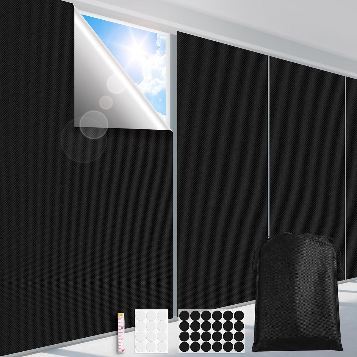 FADOTY 100% Blackout Curtains, 57"x 118" Portable Black Out Window Cover