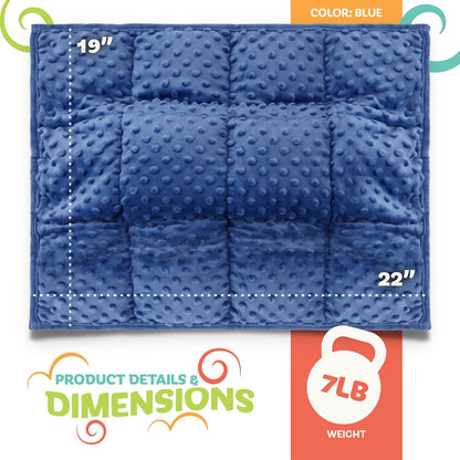 Kidaddle 5lb Weighted Blanket for Kids (Blue) 19x22 Inch, Plush Minky Weighted Lap Pad with Travel Bag for Ages 4+