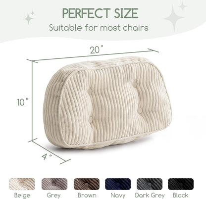 HIGOGOGO Lumbar Support Pillow for Recliner Chair/Accent Chair/Couch/Office Chair, Tufted Corduroy Back Support Cushion for Elderly, Recliner Cushions for Back Rest, Pain Relief, Reading, Brown