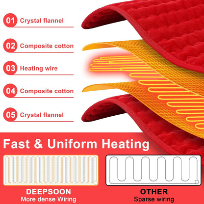 Deepsoon Heating Pad,Electric Heating Pads for Back,Neck,Moist Heating Pad for Abdomen Shoulder Knee Legs,Dry/Moist Heat&Auto Shut Off,Fathers Day Dad Gifts for Men Birthday,Light Gray,24x12 Inch