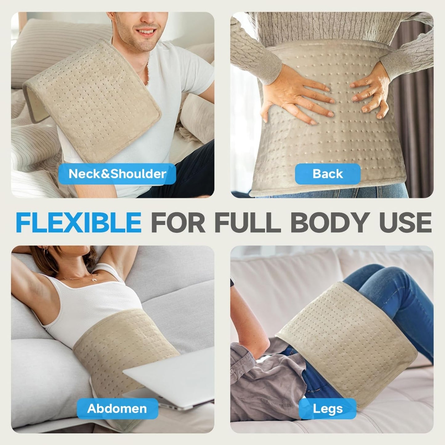 GOTCOZY Heating Pad 12"x24" for Back Pain Relief & Cramps(Rose)