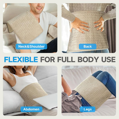 GOTCOZY Heating Pad 12"x24" for Back Pain Relief & Cramps(Rose)