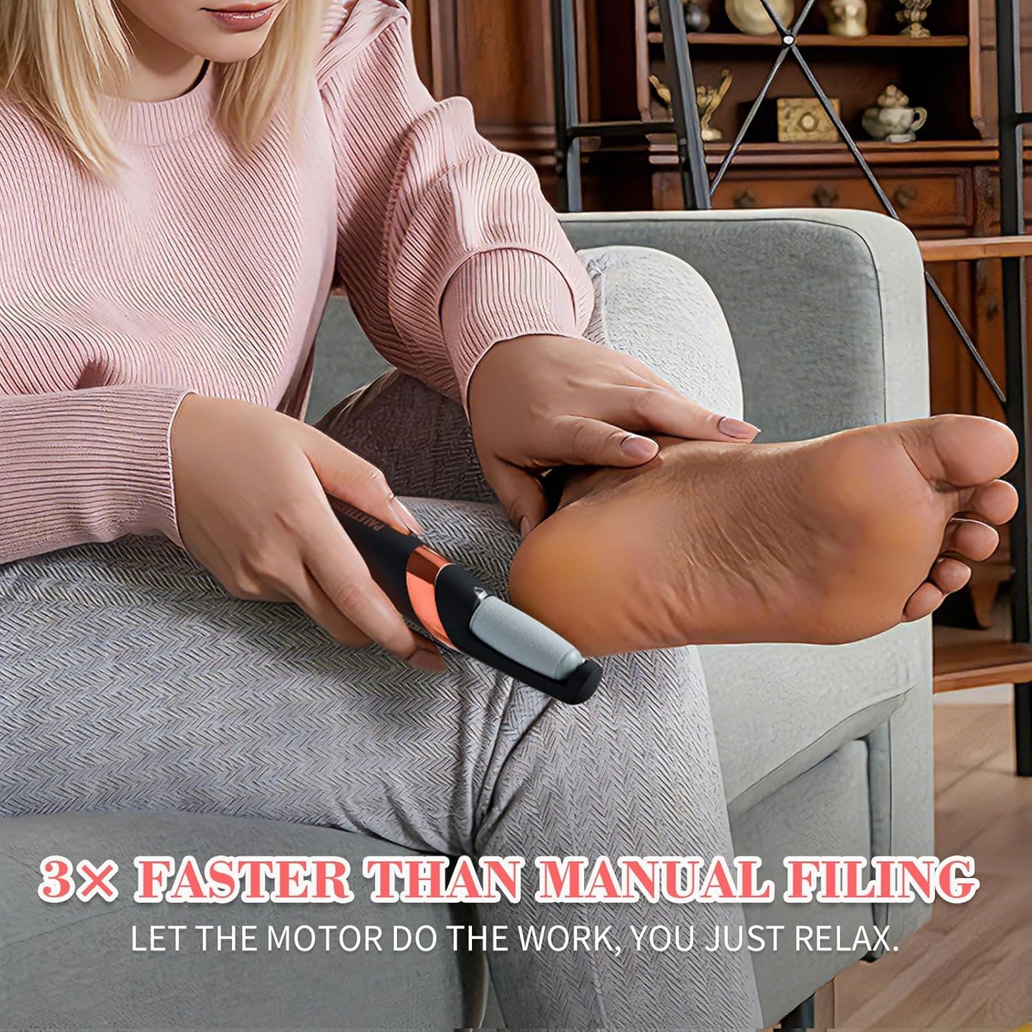 Foot Callus Remover, Electric Callus Remover for Feet with Dual Roller Heads, 2 Speeds & LED Light, 3× Faster Than Manual, 90-Min Runtime, Pedicure Tools for Feet, Foot File for Home Use