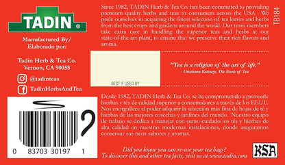 Tadin Turmeric Tea Blend, Herbal Tea, Caffeine Free Tea, Decaf Tea, Tea Packets for Hot Tea, 24 Tea Bags Per Box, Pack of 6