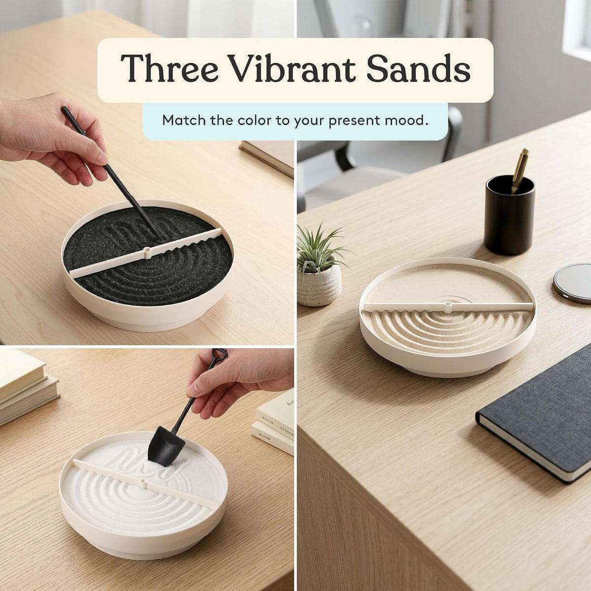 Special Supplies Zen Garden Sand Spinner – Self Spinning Sandscape for Desk, Mindfulness Kit, Stress Relief, Sensory Therapy Tools- Zen Garden Kit (Black)