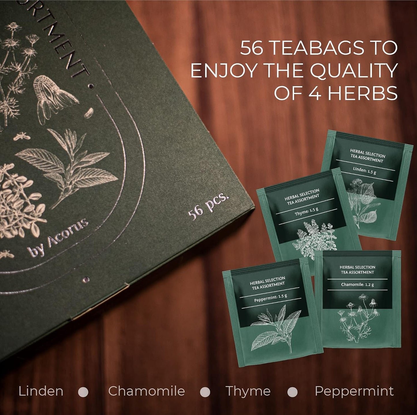 ACORUS Rituals Tea Set - Natural Fruit and Herbal Variety Pack, Tea Gift Set of 6 Different Teas, Sampler of 60 Bags Individually Wrapped