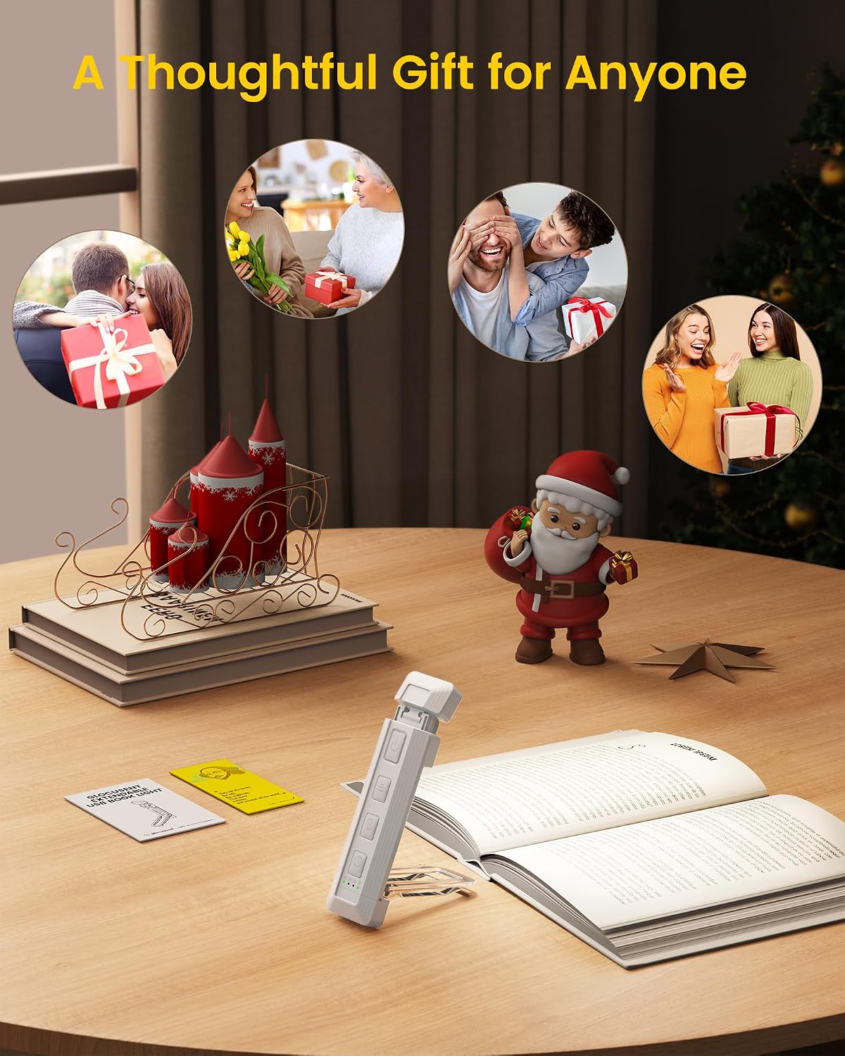 Glocusent Extendable Book Light, Full-Page USB Rechargeable Reading Light