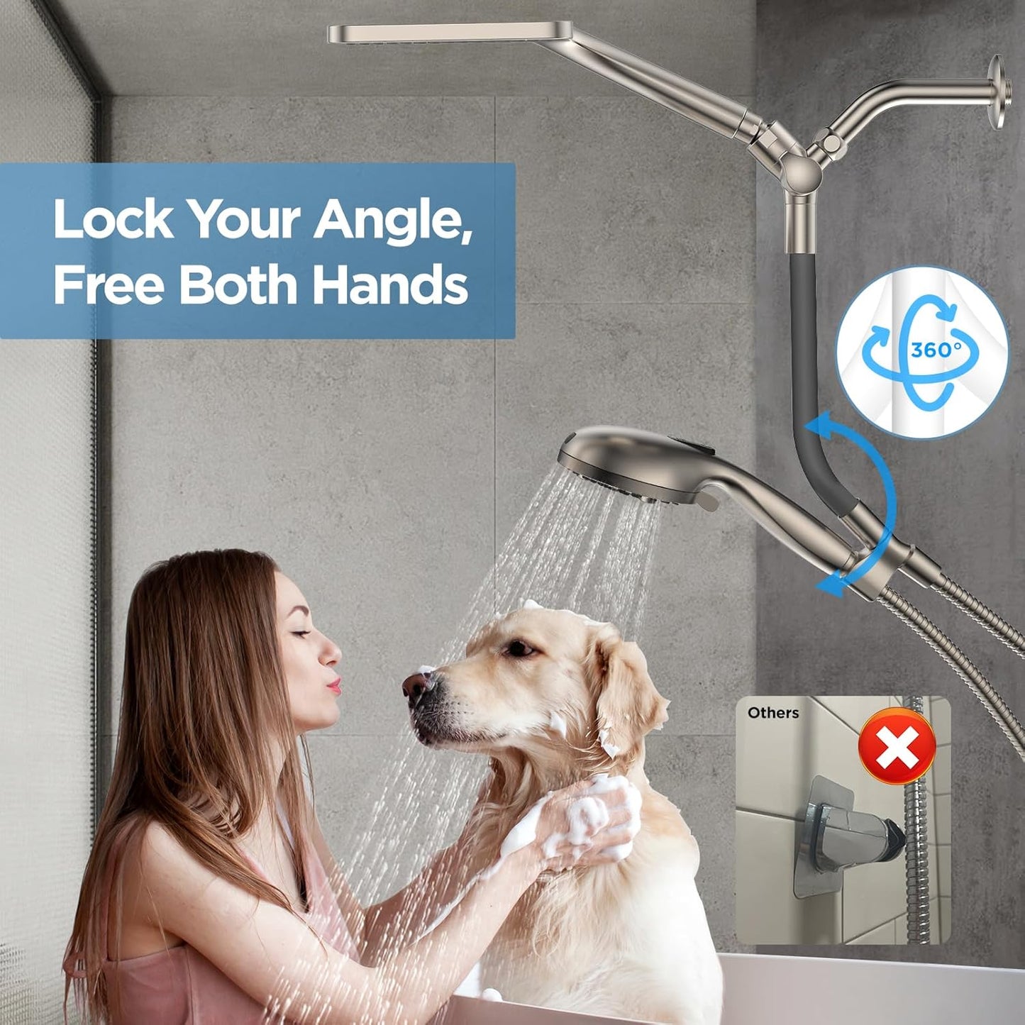 MakeFit Dual Filtered Rain Shower Head Combo, High Pressure Handheld Shower Head with Adjustable Bar - Rainfall Shower Head And Showerhead with Filter for Hard Water - Removes Chlorine