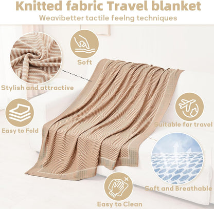 Travel Blanket Airplane - Ultra Soft & Lightweight Knit Design