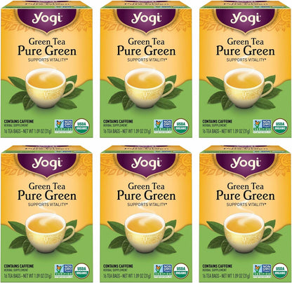 Yogi Pure Green Tea, 16 Tea Bags (6 Pack)
