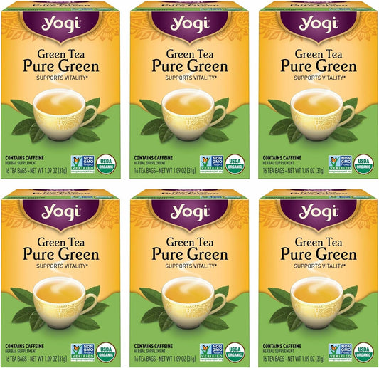Yogi Pure Green Tea, 16 Tea Bags (6 Pack)