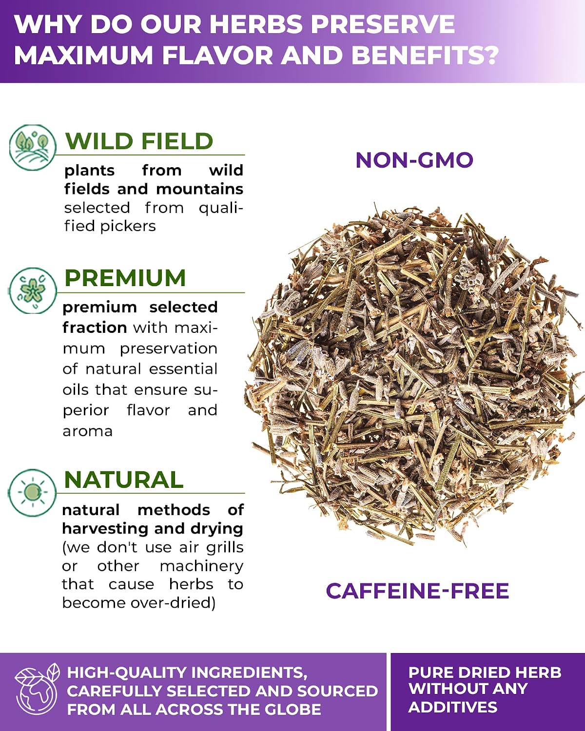 40 Bags Lavender Herb Lavender Buds Herbal Tea (Lavandula Angustifolia) - 40 Count 1.5g Bags Flowers Dried Tea Flores De Lavanda
