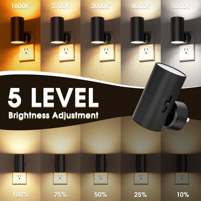 Briignite Night Lights Plug into Wall, Modern LED Night Light Plug in, Dusk to Dawn Sensor,Amber Night Light 0-100LM Adjustable Brightness, Dimmable NightLight for Hallway, Bedroom, Stairway, 2 Pack