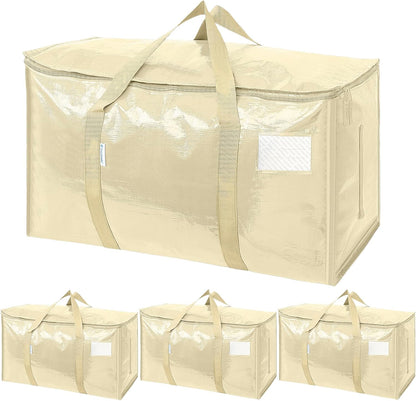 TICONN Extra Large Moving Bags Heavy Duty with Zippers & Carrying Handles, Durable Storage Bags Moving Boxes for Closet Organizers and Storage (Blue)