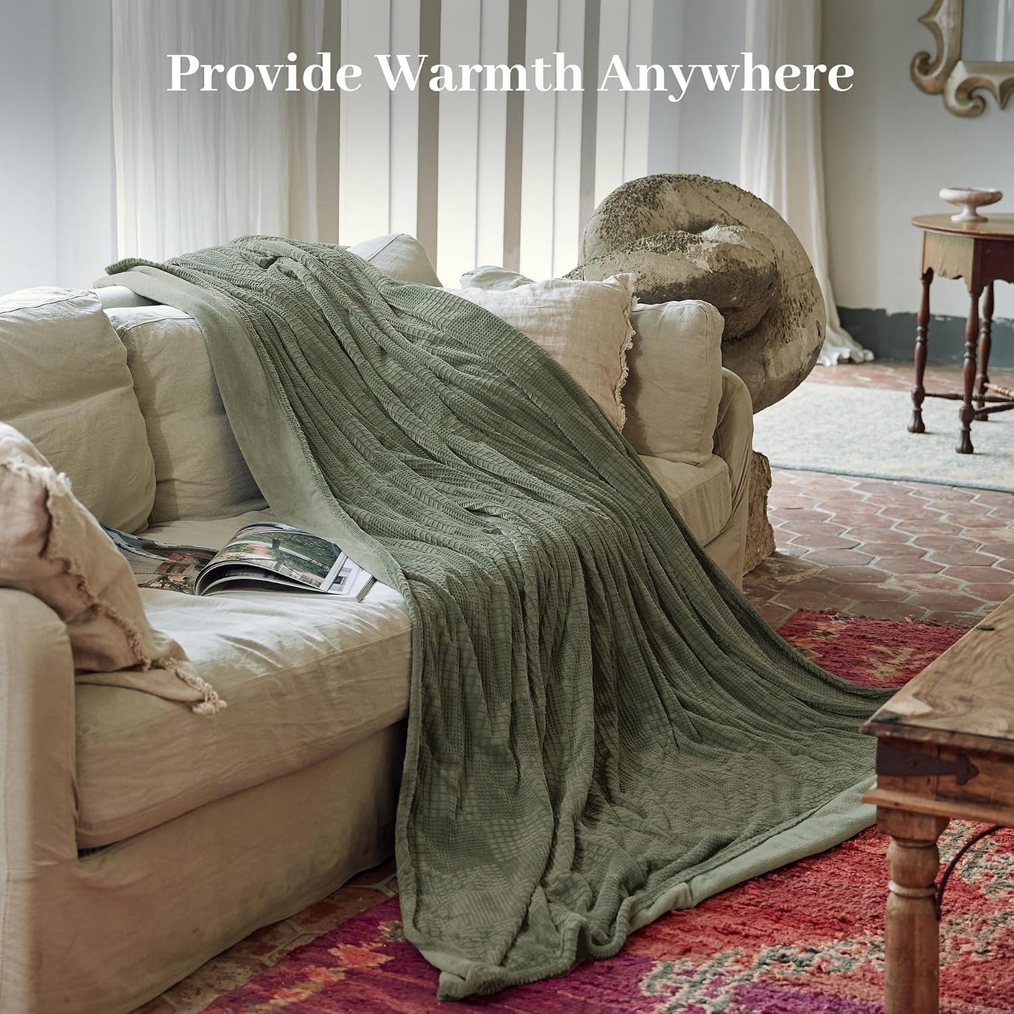 Texciting Heated Blanket Electric Blanket Throw 50''X60''-Heating Throw with 9 Heat Settings-2-10 Hours Auto Off,ETL Certified,Machine Washable (Green)