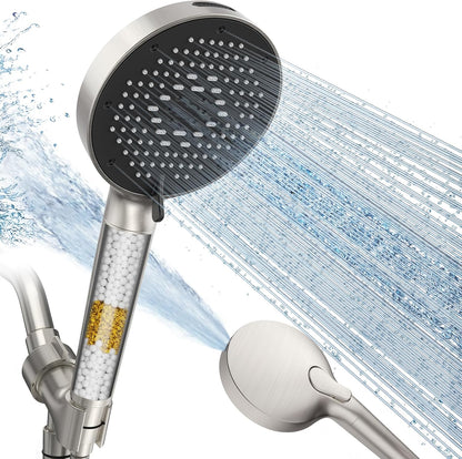 SR SUN RISE NSF Certified Filtered Shower Head with Handheld for Hard Water to Remove Chlorine High Pressure 9-Spray Setting (with Power Wash) Anti-Clog Nozzles (1 Filter, Chrome Silver)