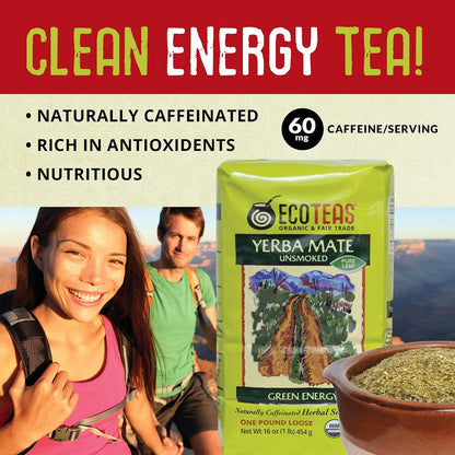 ECOTEAS Organic Yerba Mate Unsmoked Loose Tea Pure Leaf Cut 1 lb Pack of 1
