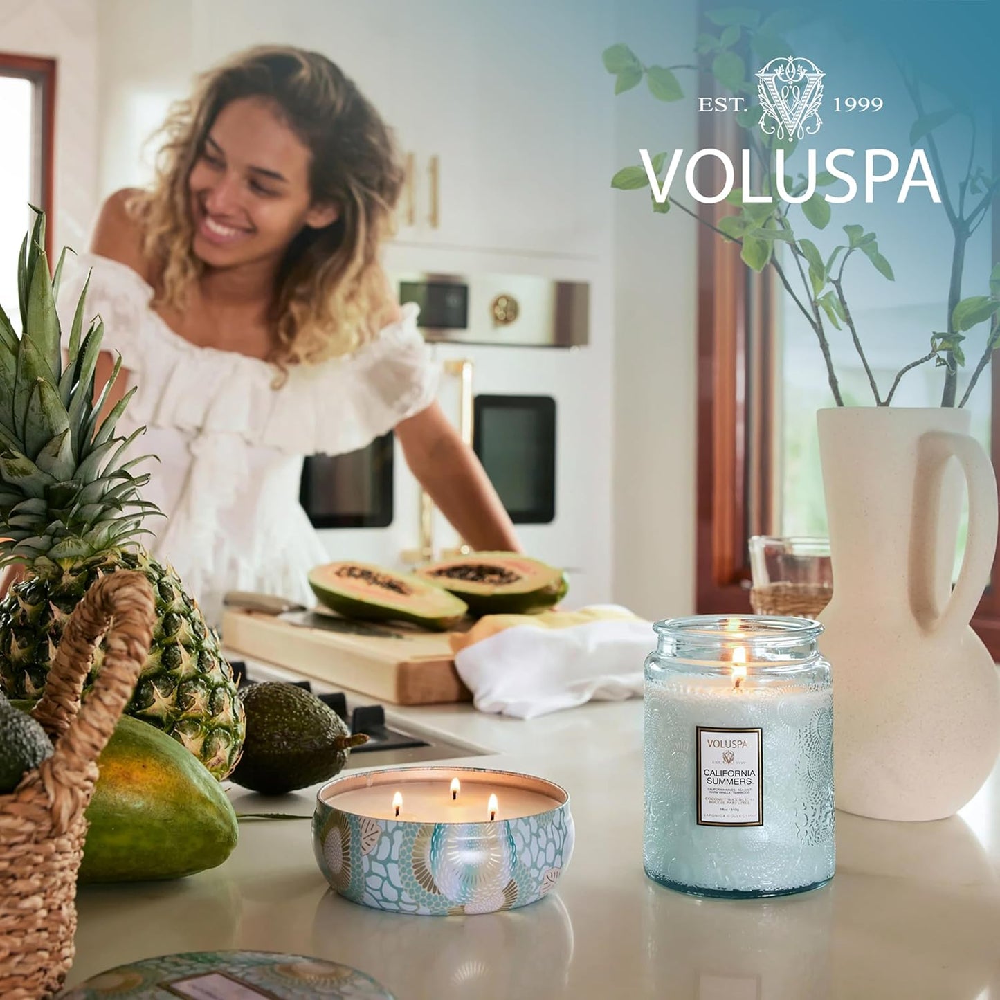 Voluspa Baltic Amber Candle, 18 oz, Coconut Wax Blend, Scented Candles for Home, 100 Hour Burn Time, Candle Jar