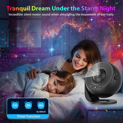 Galaxy Projector for Bedroom, HD Image Star Projector Galaxy Light Adjustable Knob, 13 Film Discs Planetarium Projector for Kids, 360° Rotating 1/2h Timer Simple 3-Button Control Black&White