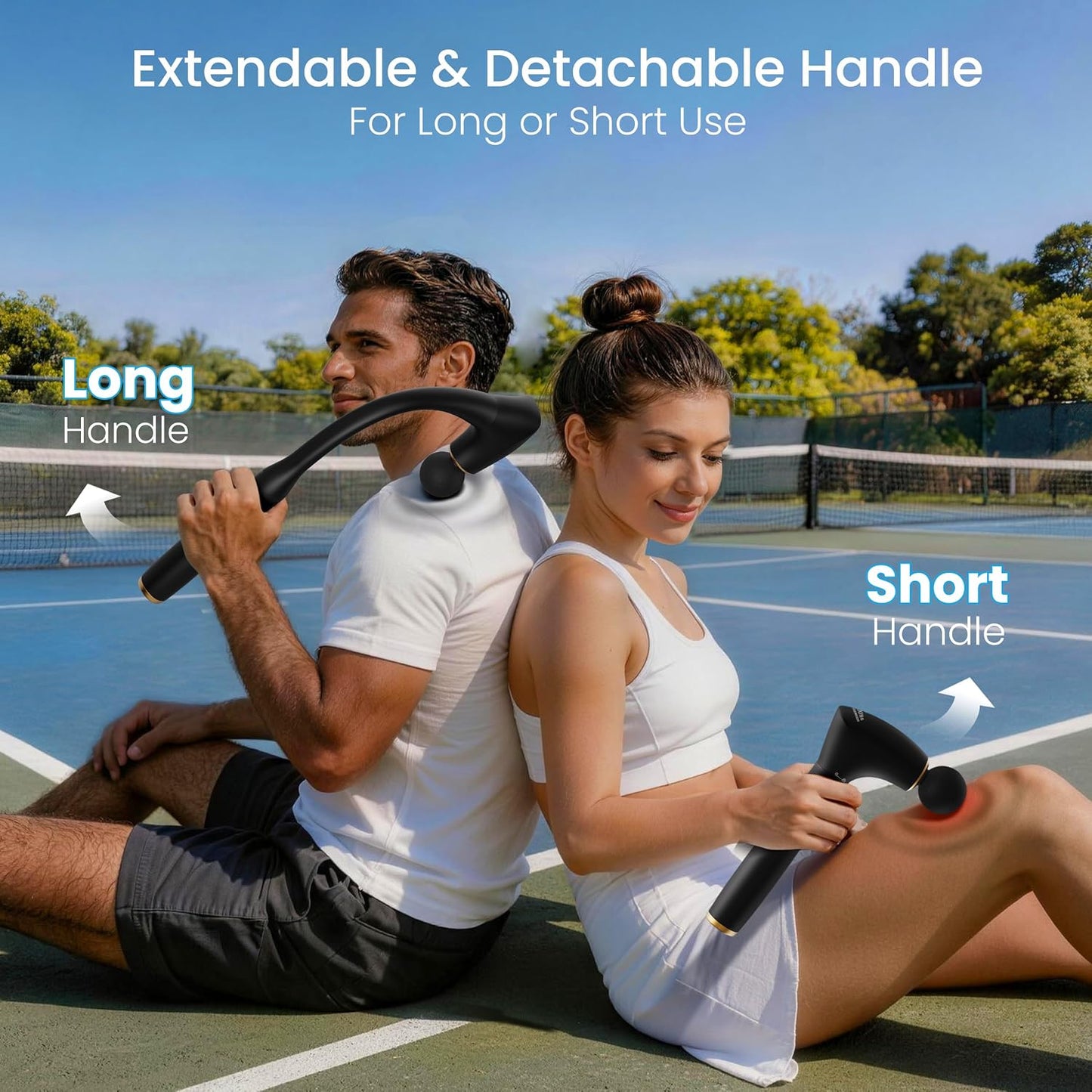2-in-1 Detachable Massage Gun Deep Tissue with Extension Handle