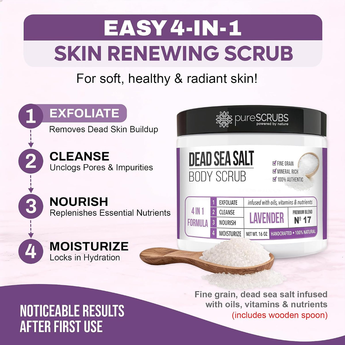 pureSCRUBS Premium Cucumber Body Scrub Set, Exfoliating Dead Sea Salt Scrub