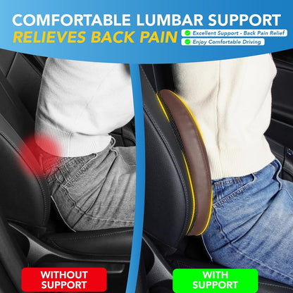 Lofty Aim Lumbar Support Pillow for Car, Car Seat Back Support for Driving | Memory Foam Car Lumbar Support for Driving Seat, Car Back Cushion, Adjustable Straps, Lower Back Pillow, Office Chairs, Black