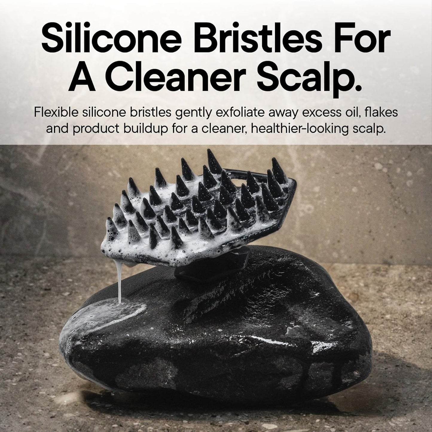 TOOLETRIES Silicone Scalp Scrubber Shampoo Brush, Scalp Brush for Hair Growth for Men & Women, Exfoliates Dandruff & Oil Build-up, Soft Flexible Bristles for Thick, Thin, Wet & Dry Hair - Charcoal